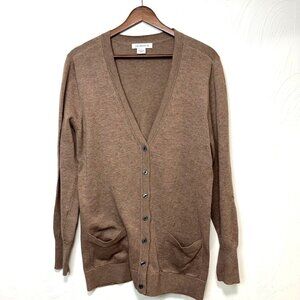 Liz Claiborne Button Front Knit Brown Cardigan Sweater Womens Size L Pockets